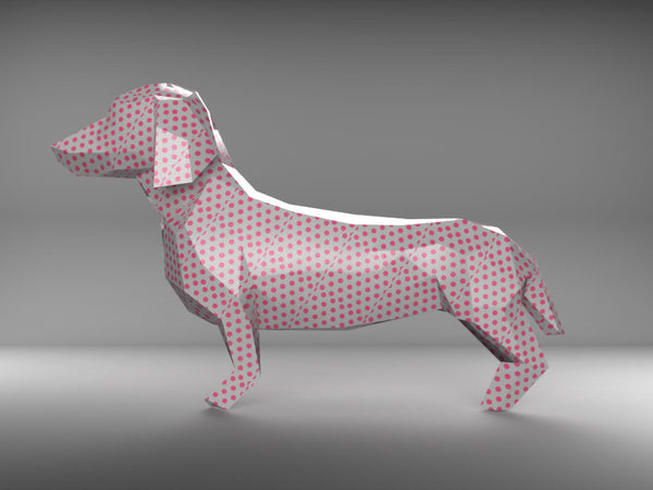 DACHSHUND - Make your own geometric model using PDF template - Poligonia - 3D Papercraft creations