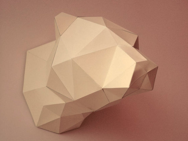 BEAR TROPHY - Make your own geometric model using PDF template - Poligonia - 3D Papercraft creations