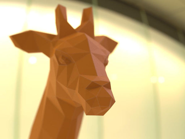 GIRAFFE TROPHY - Make your own geometric model using PDF template - Poligonia - 3D Papercraft creations